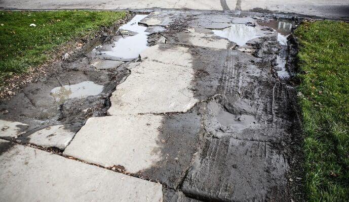 Construction crew working on concrete foundation