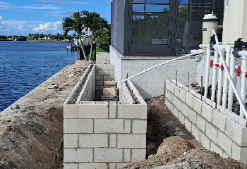 Concrete retaining wall installation by CHC Concrete