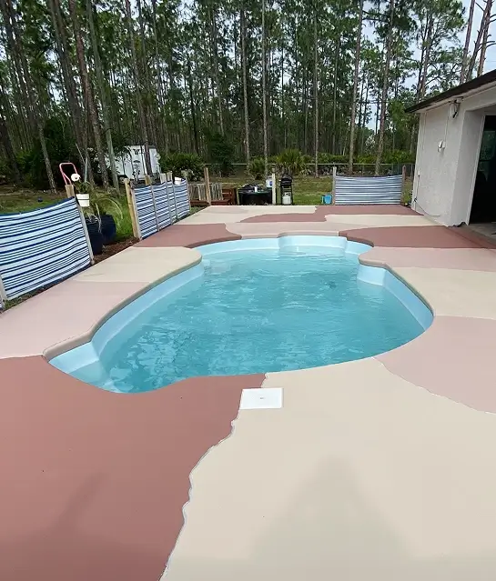 Stained concrete decorative floor finish