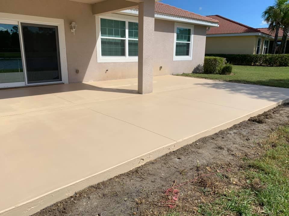 Finished back patio concrete installation near you