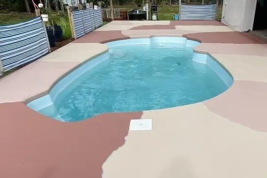 Decorative concrete installation showcasing design options