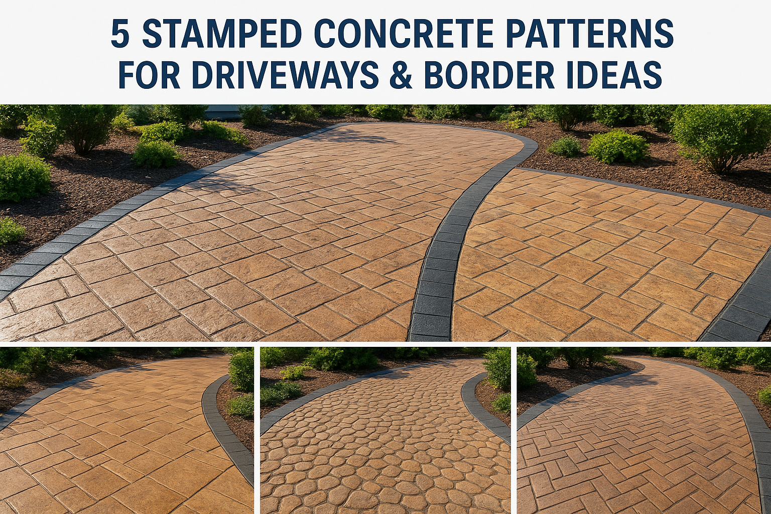 5 Stamped Concrete Patterns for Driveways & Border Ideas