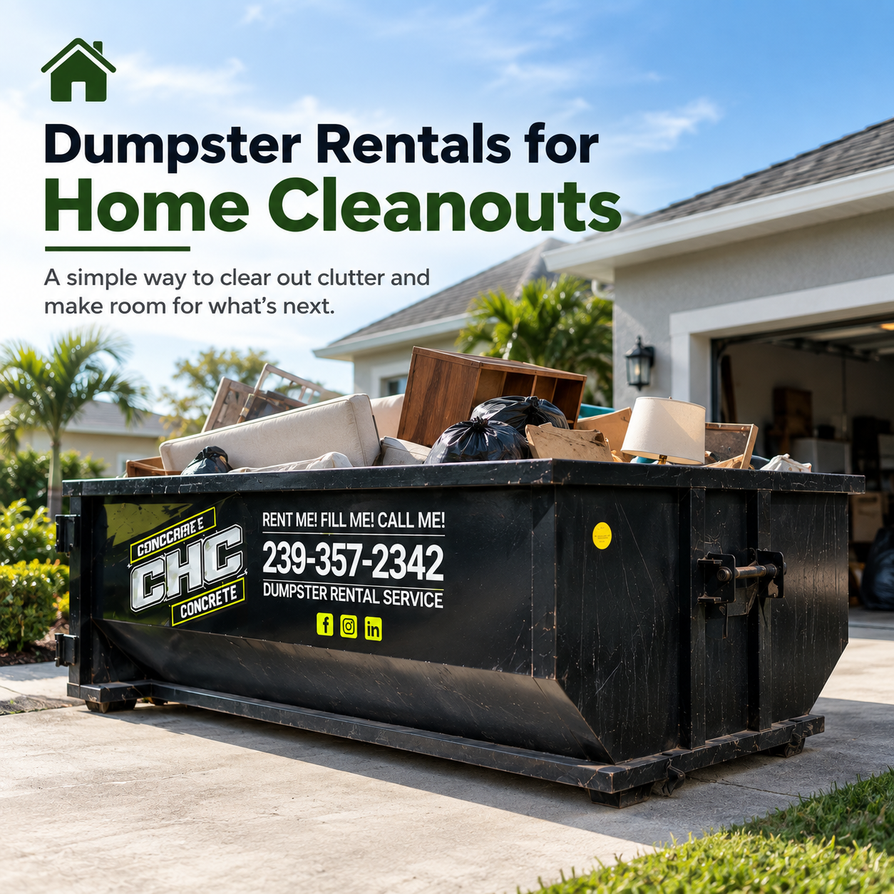 Dumpster rental for home cleanouts in Southwest Florida